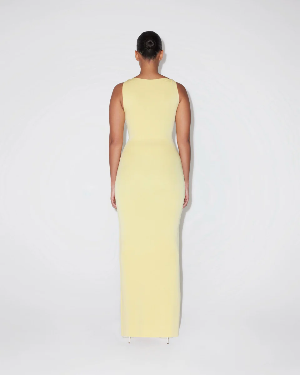 Sueded Stretch Knotted Maxi Dress | Butter Yellow - Image 6