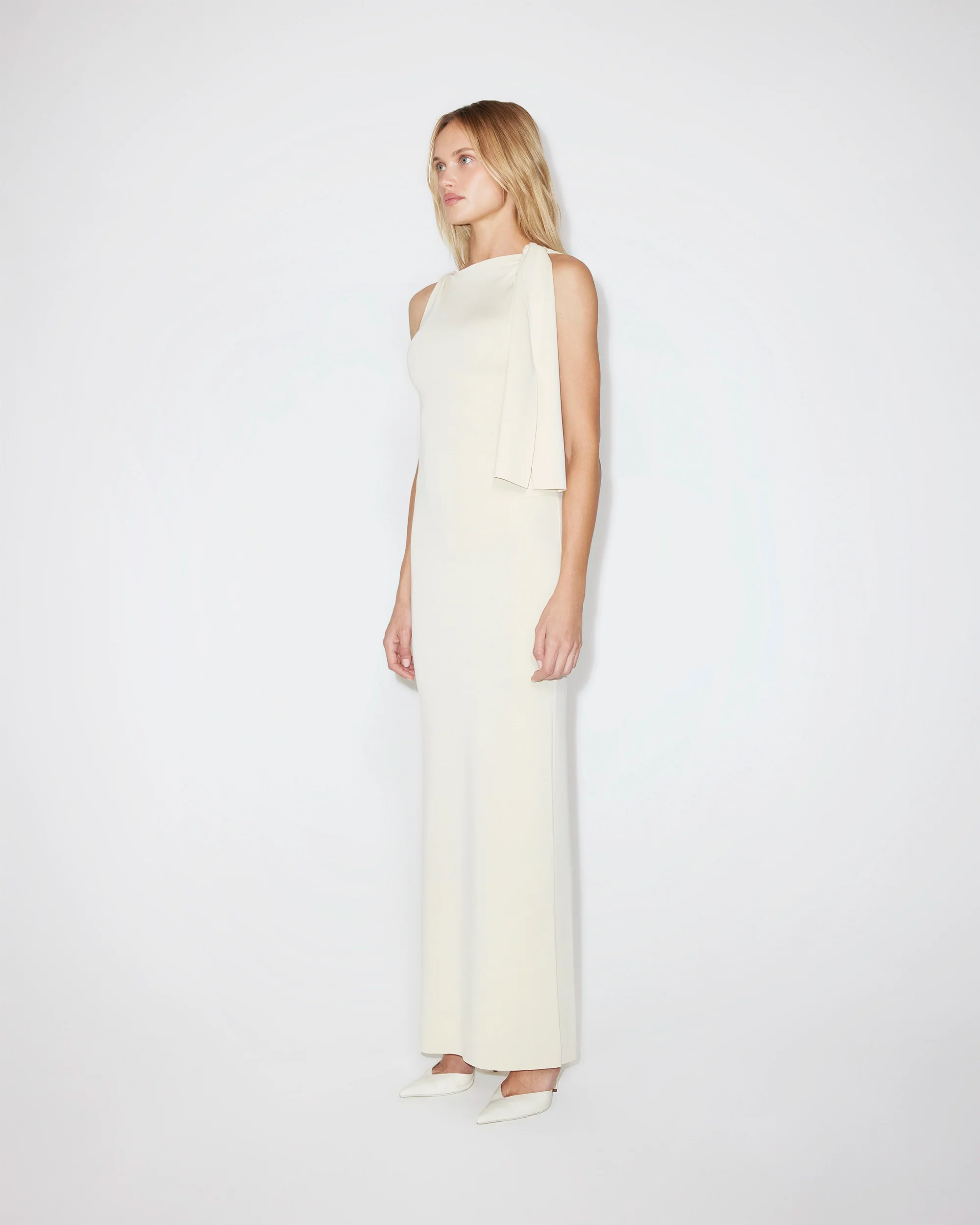 Sueded Stretch Knotted Maxi Dress | Stone - Image 5