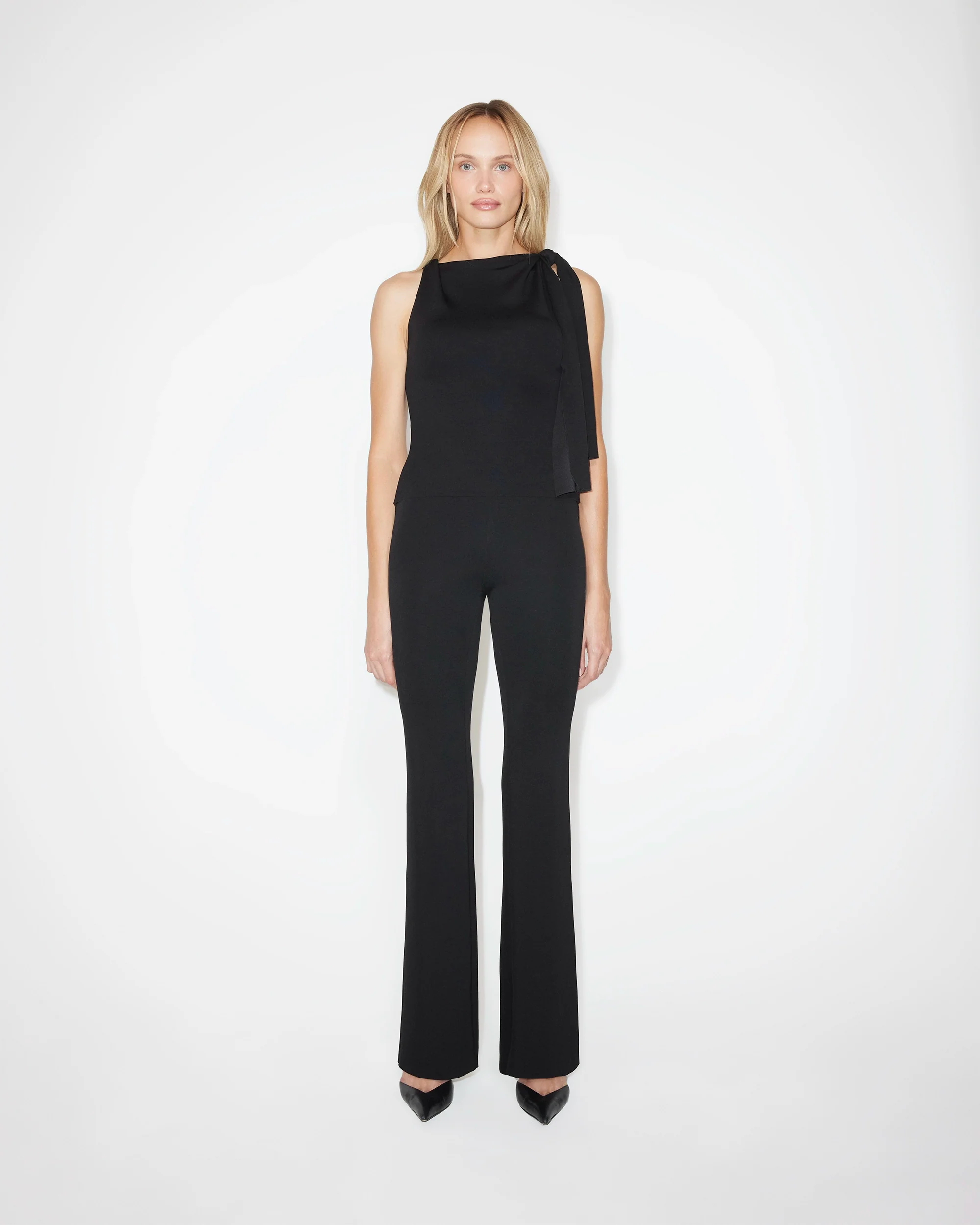 Sueded Stretch Knotted Top | Black - Image 4