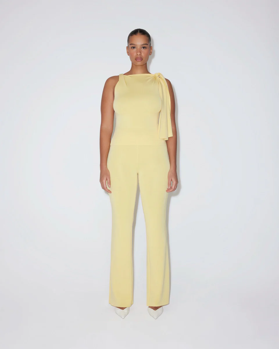 Sueded Stretch Knotted Top | Butter Yellow - Image 3