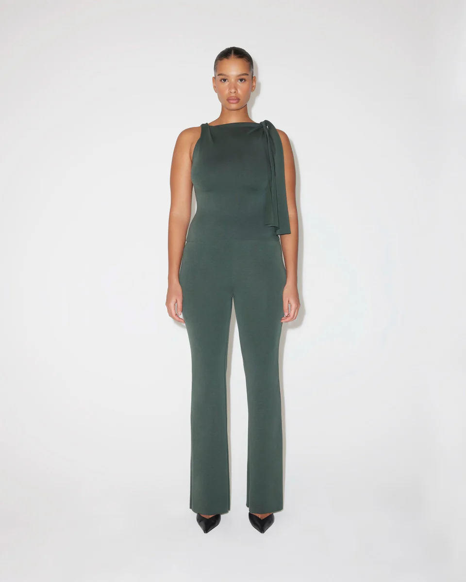 Sueded Stretch Knotted Top | Evergreen - Image 3