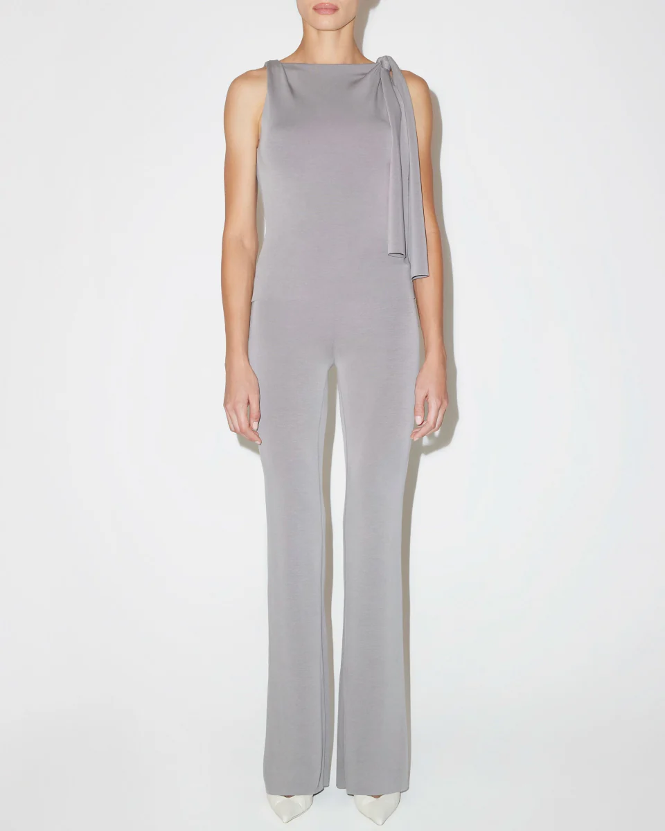 Sueded Stretch Knotted Top | Steel Grey - Image 3