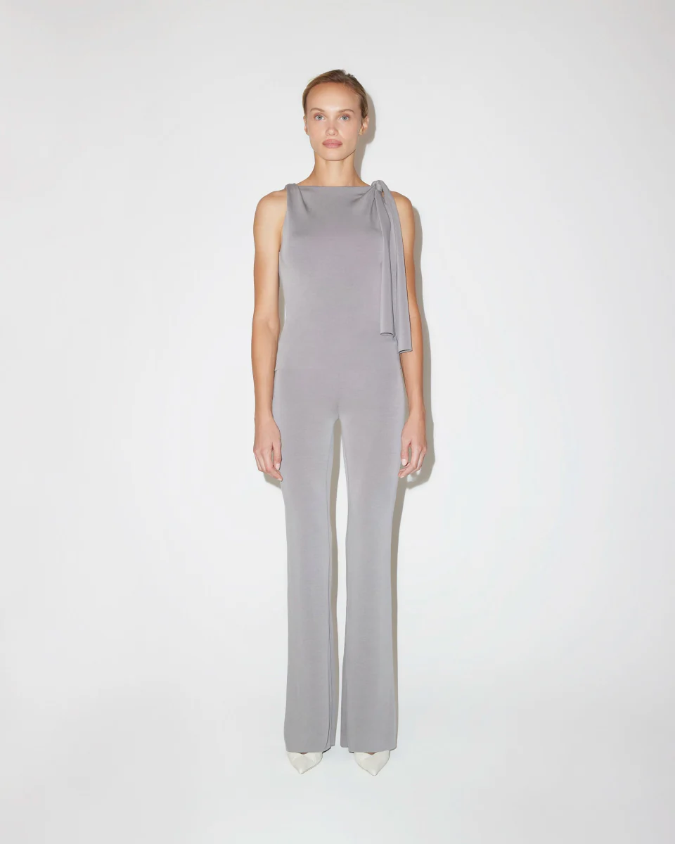 Sueded Stretch Knotted Top | Steel Grey - Image 4