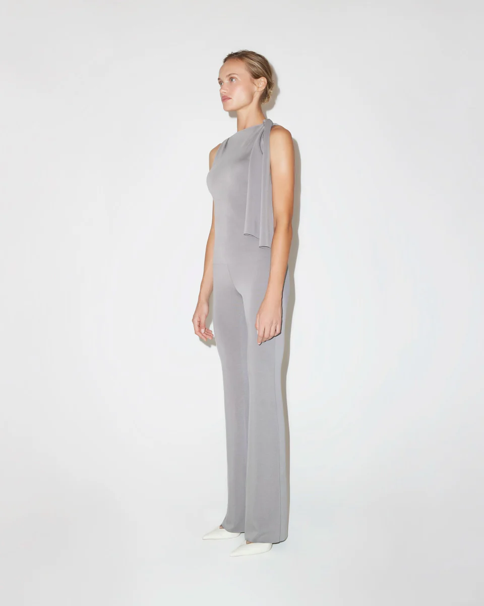 Sueded Stretch Knotted Top | Steel Grey - Image 5