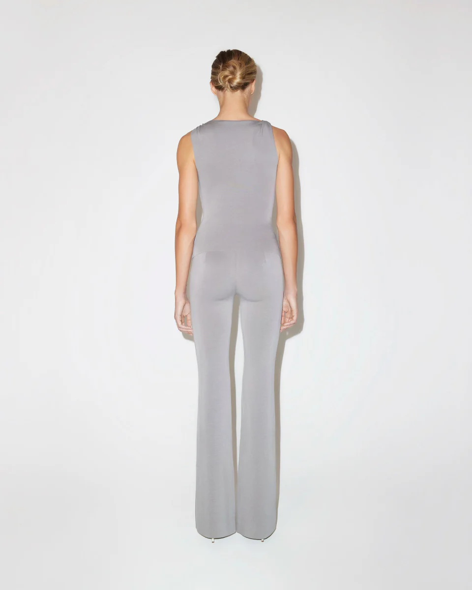 Sueded Stretch Knotted Top | Steel Grey - Image 7