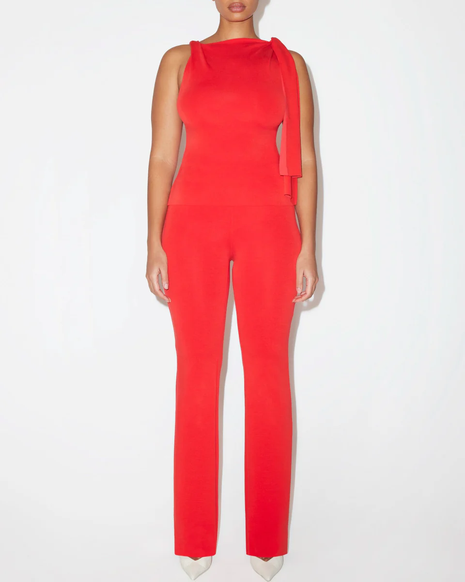 Sueded Stretch Knotted Top | Tomato - Image 3