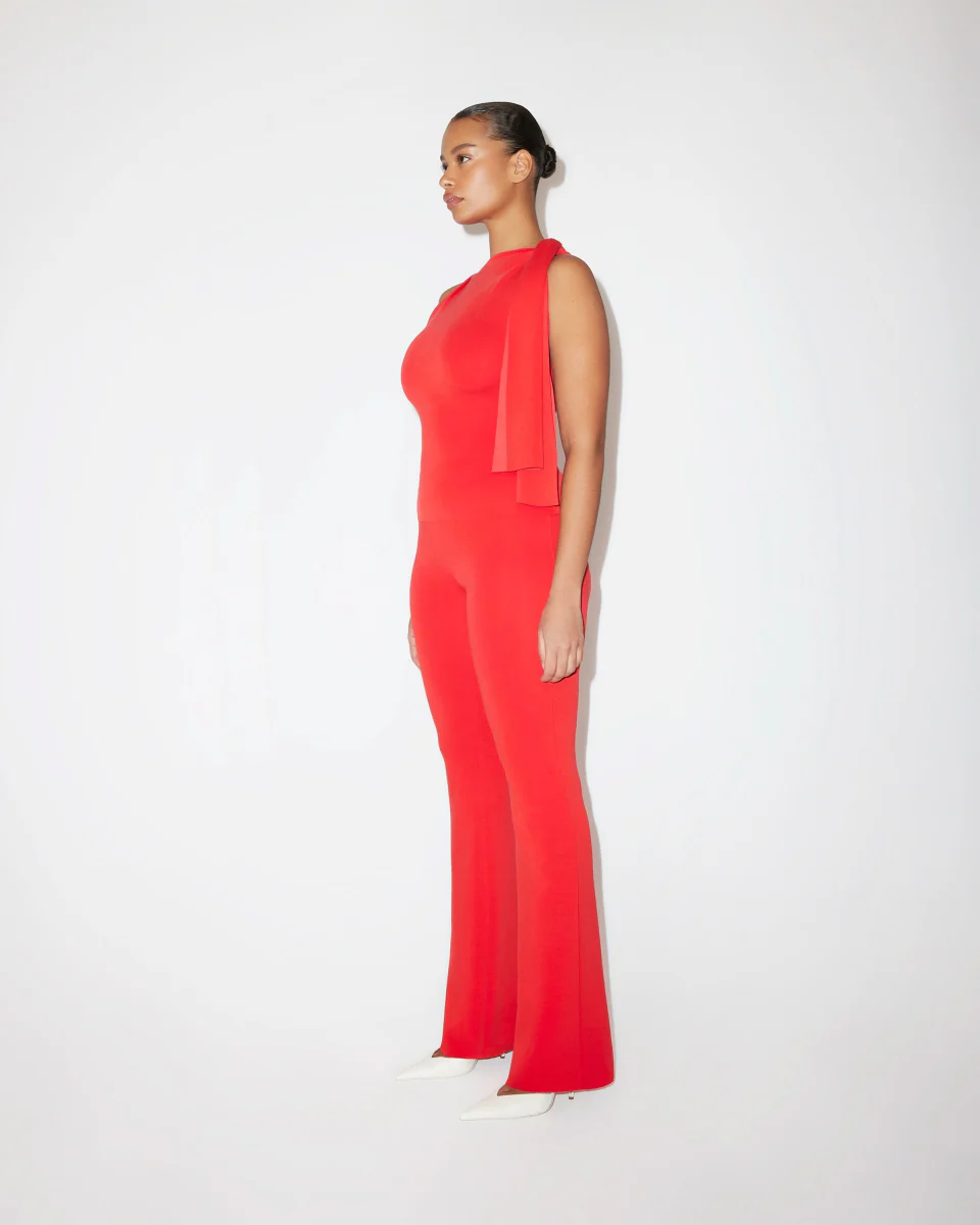 Sueded Stretch Knotted Top | Tomato - Image 5