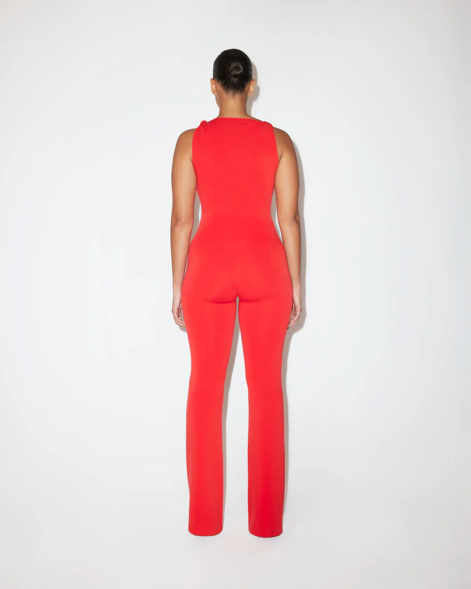 Sueded Stretch Knotted Top | Tomato - Image 7