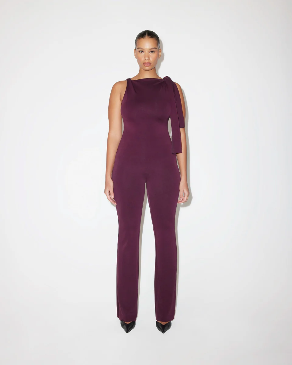Sueded Stretch Low Rise Pant | Black Cherry - Image 3