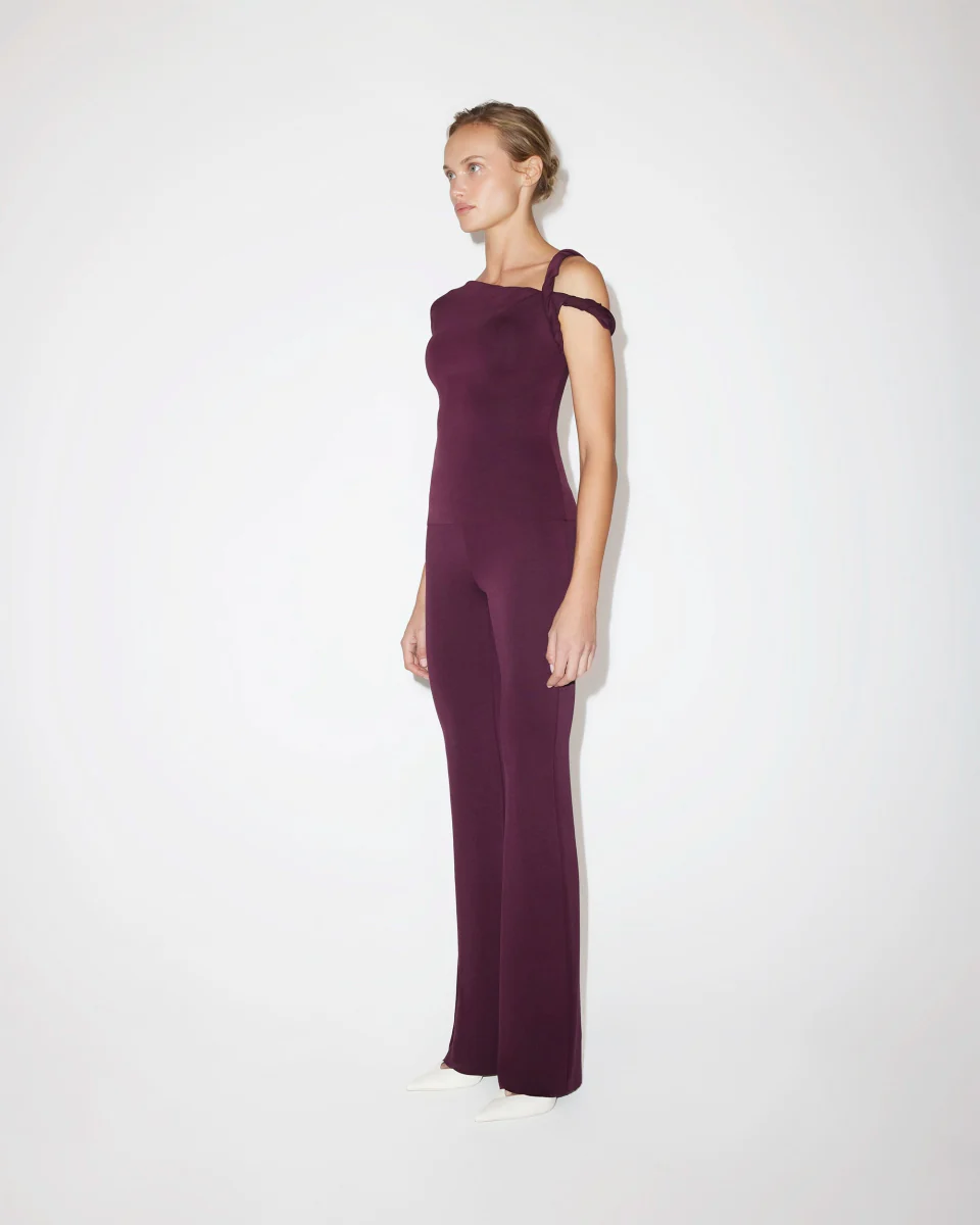 Sueded Stretch Low Rise Pant | Black Cherry - Image 9
