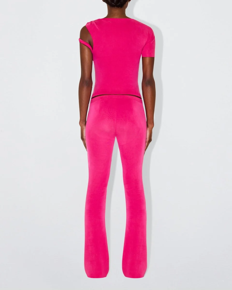 Sueded Stretch Low Rise Pant | Fuchsia - Image 4