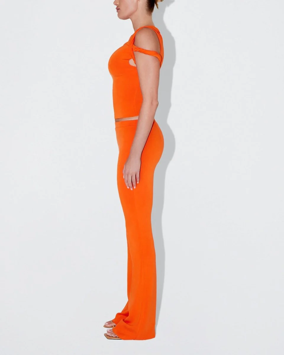 Sueded Stretch Low Rise Pant | Papaya - Image 3