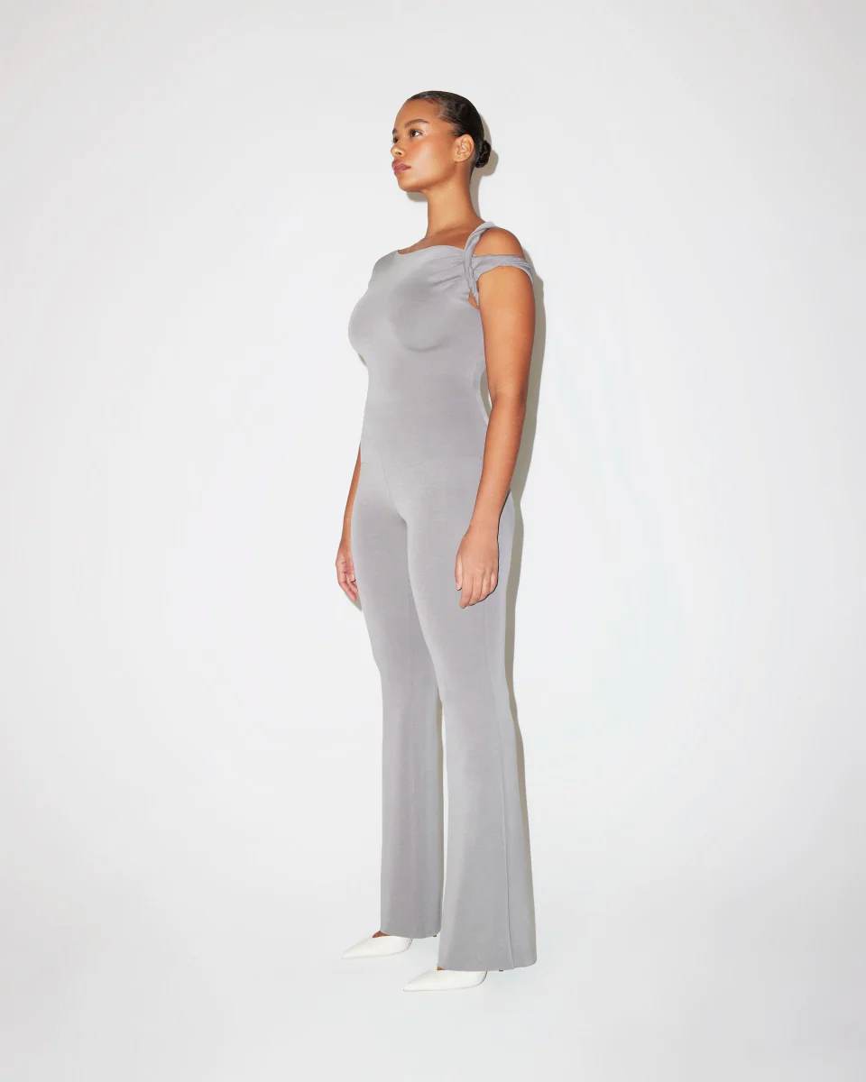 Sueded Stretch Low Rise Pant | Steel Grey - Image 4