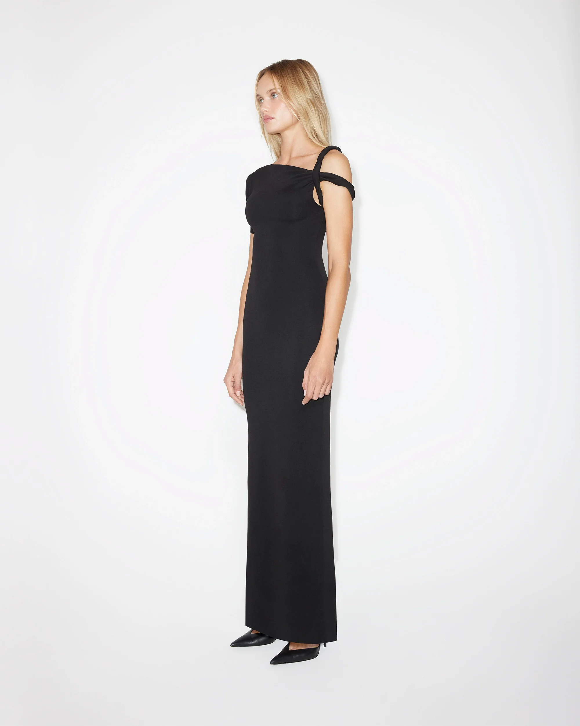 Sueded Stretch Twist Maxi Dress | Black - Image 4