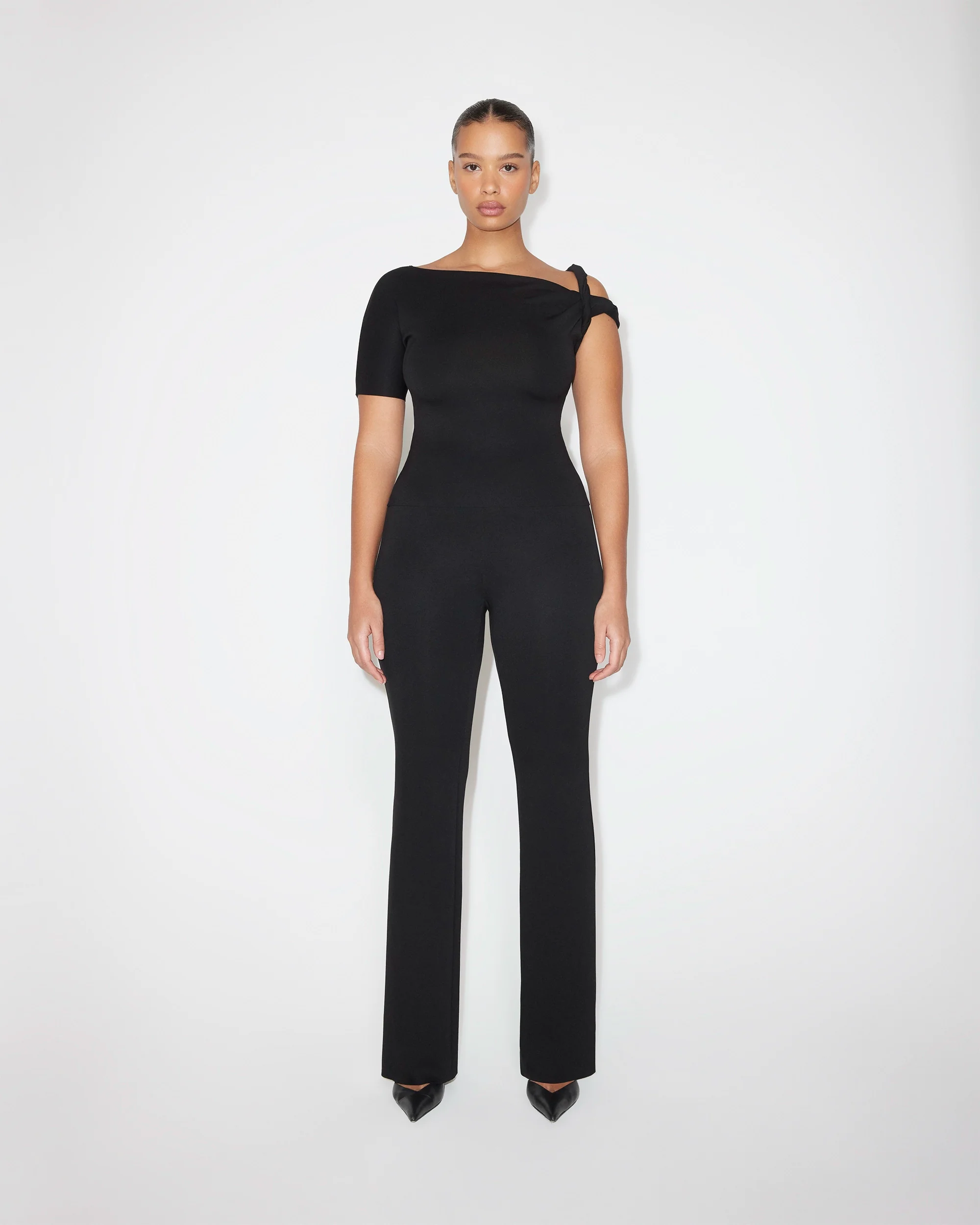 Sueded Stretch Twisted Top | Black - Image 4