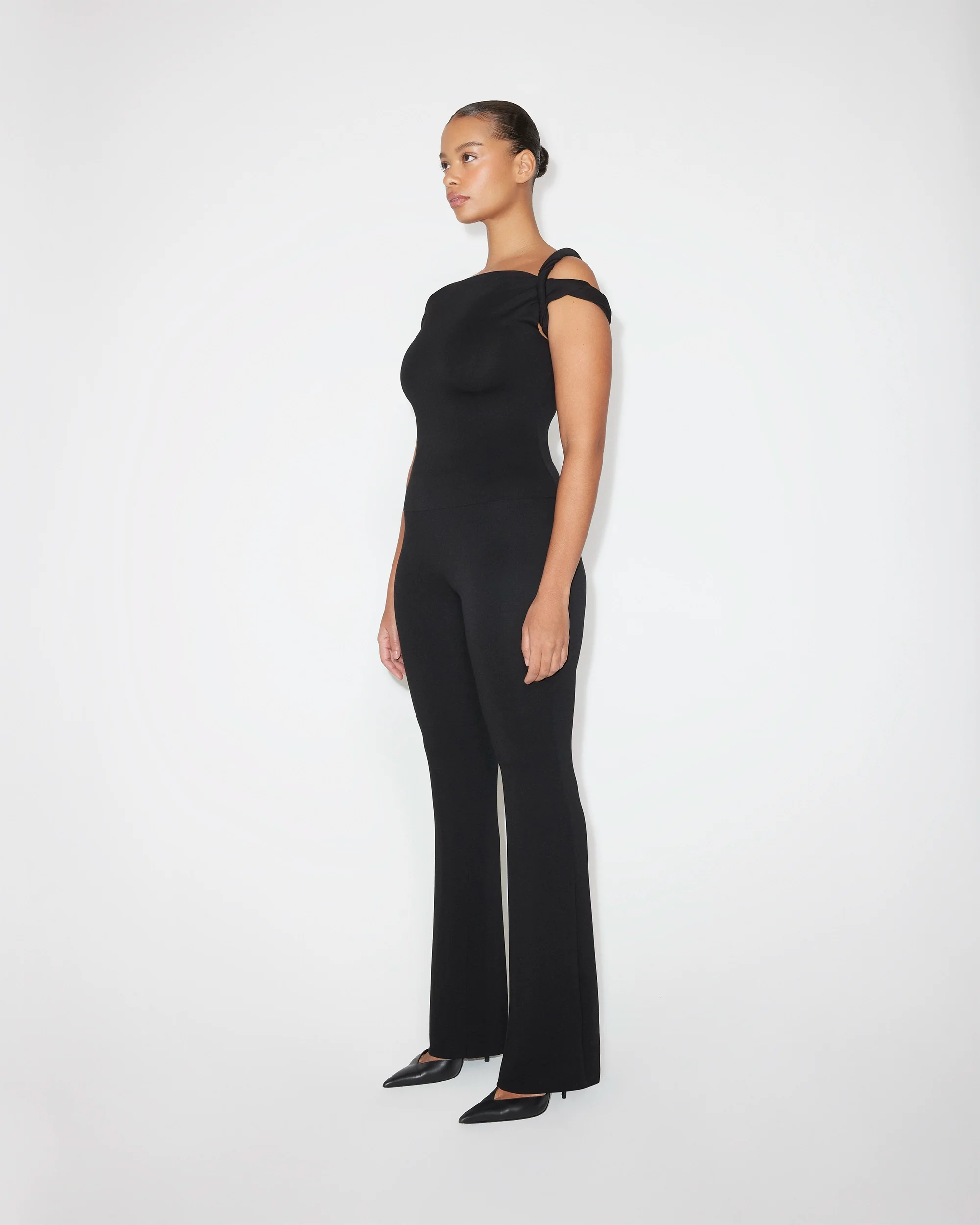 Sueded Stretch Twisted Top | Black - Image 5