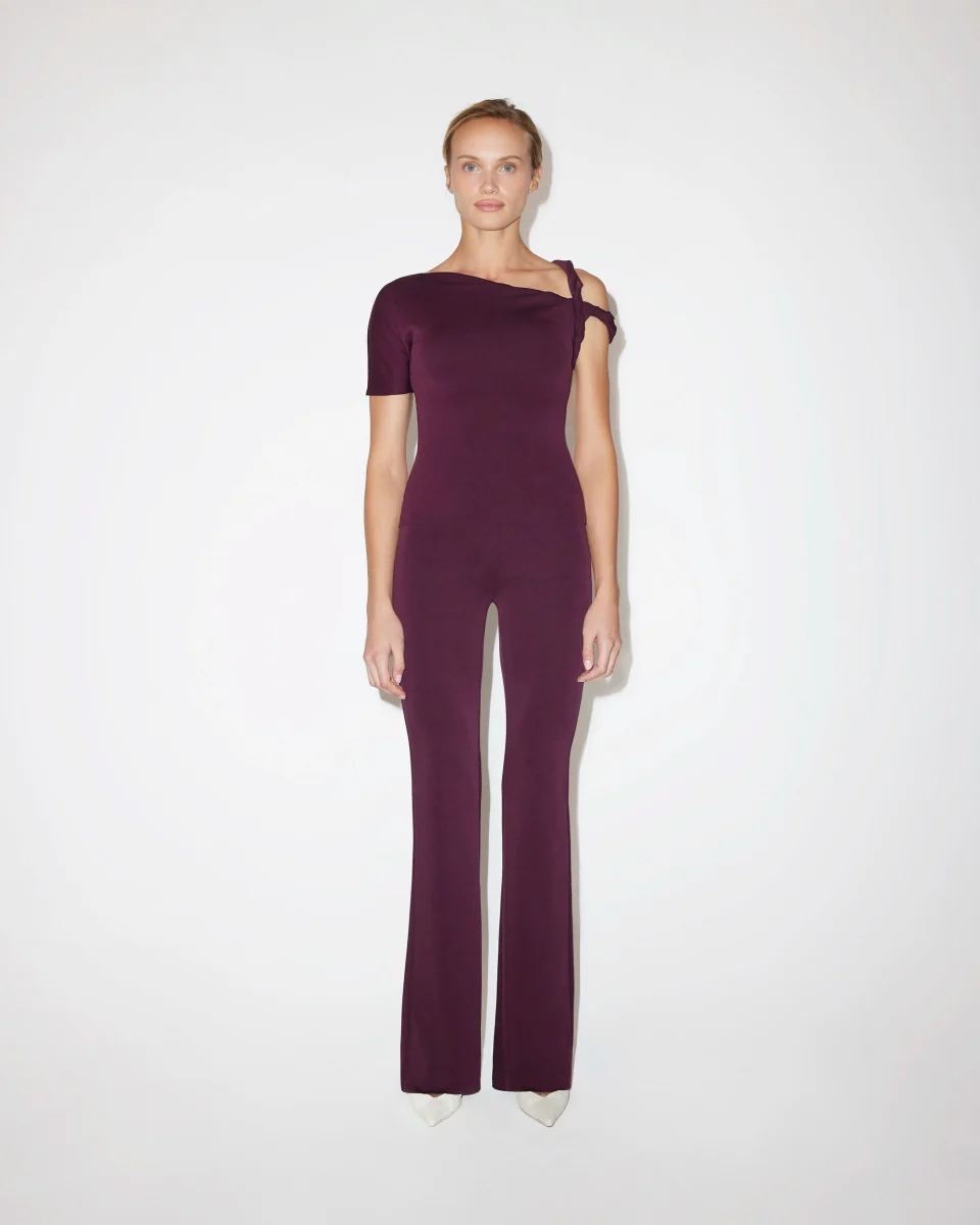 Sueded Stretch Twisted Top | Black Cherry - Image 4