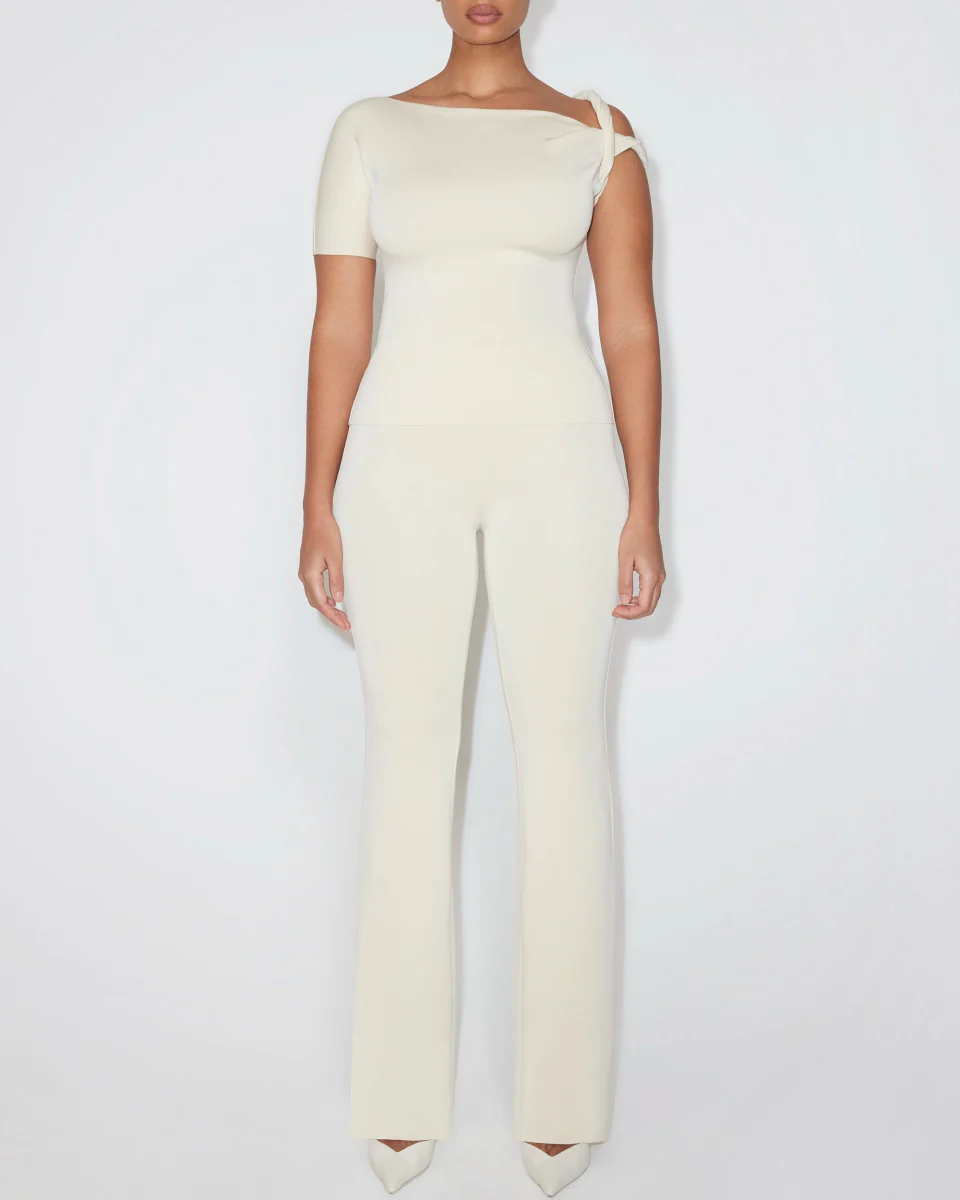 Sueded Stretch Twisted Top | Stone - Image 3
