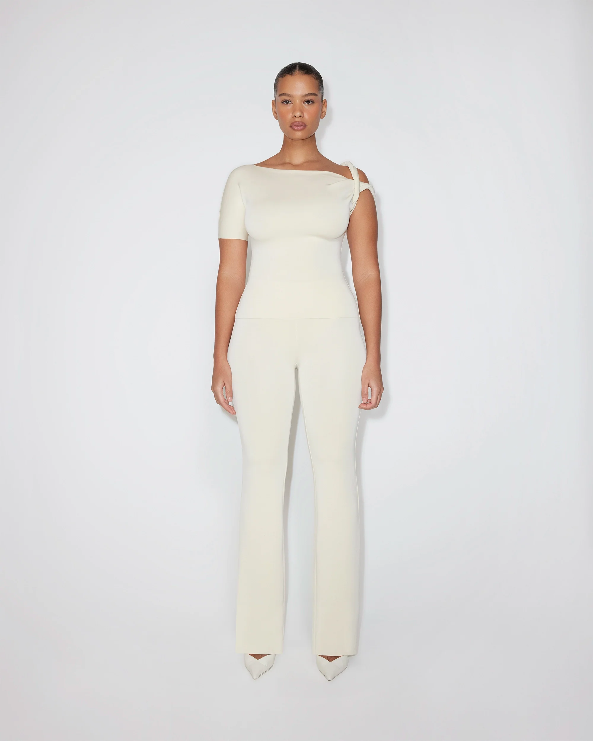 Sueded Stretch Twisted Top | Stone - Image 4
