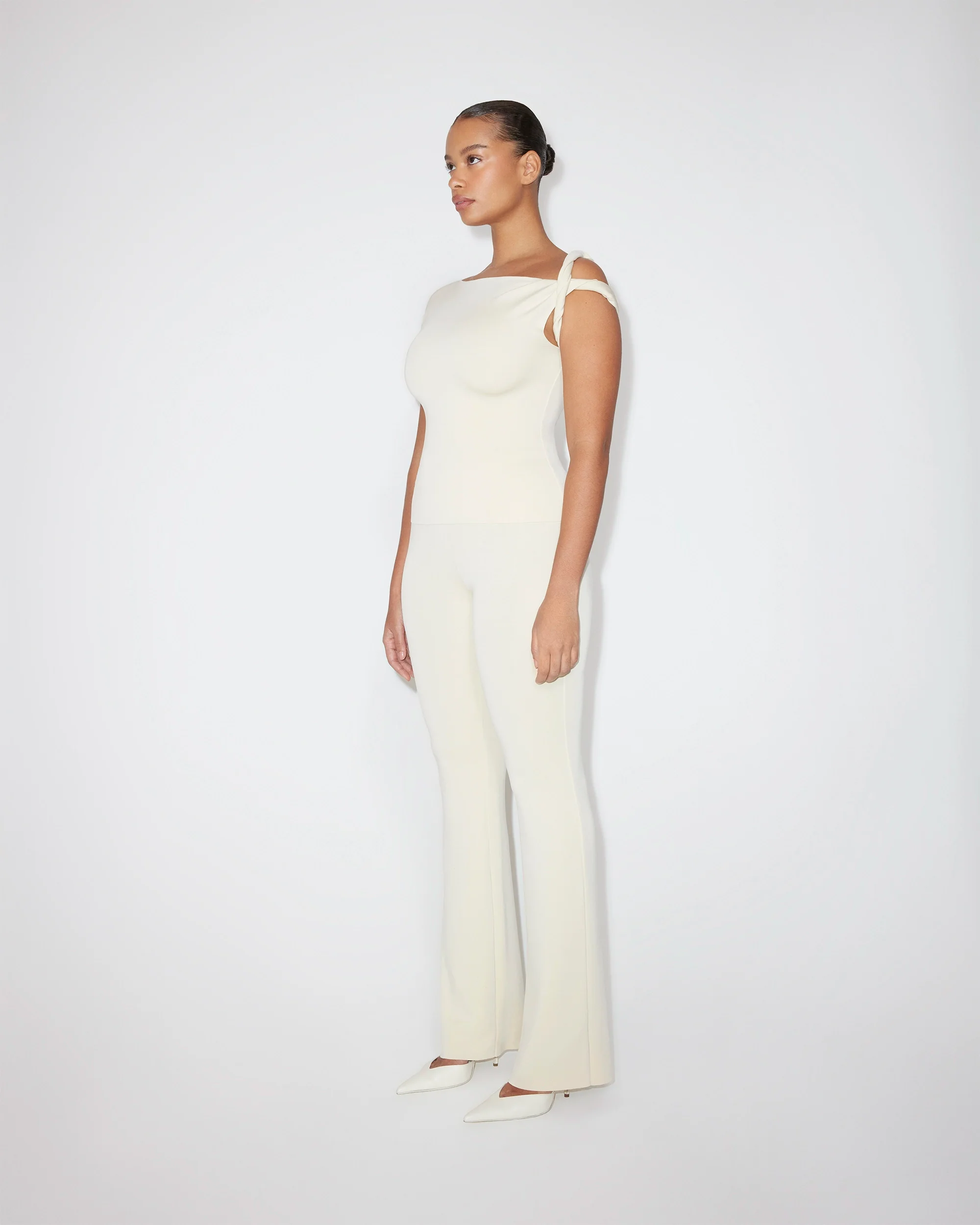 Sueded Stretch Twisted Top | Stone - Image 5