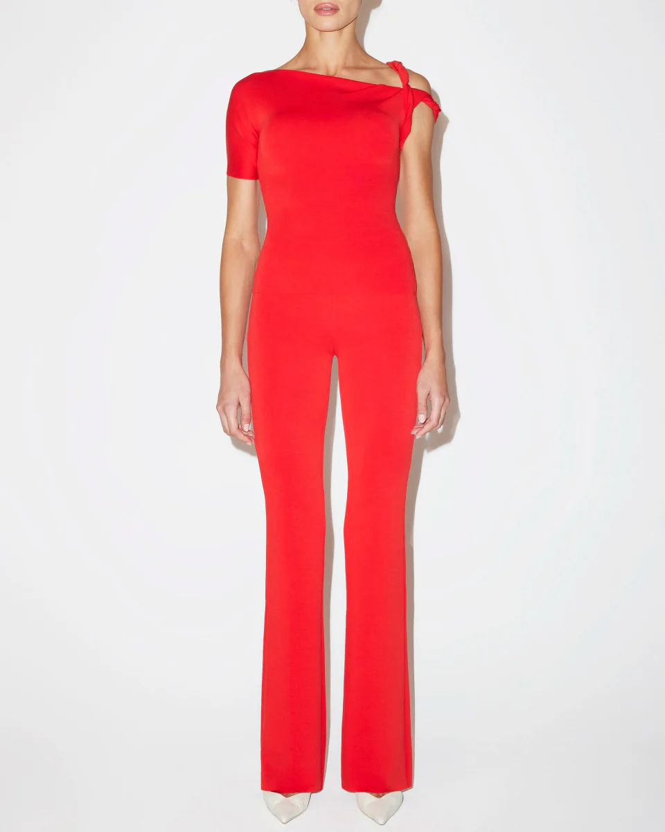 Sueded Stretch Twisted Top | Tomato - Image 3