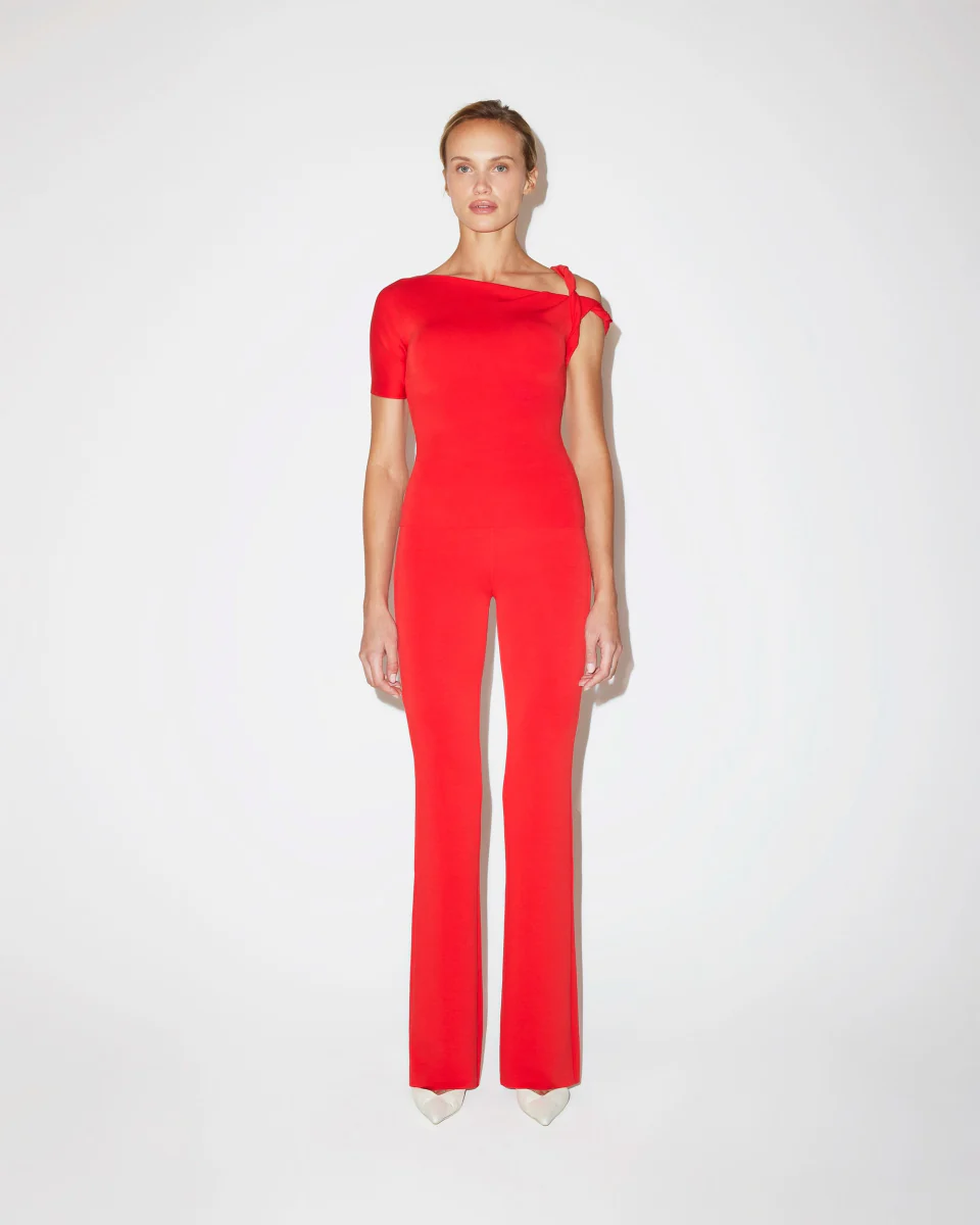 Sueded Stretch Twisted Top | Tomato - Image 4