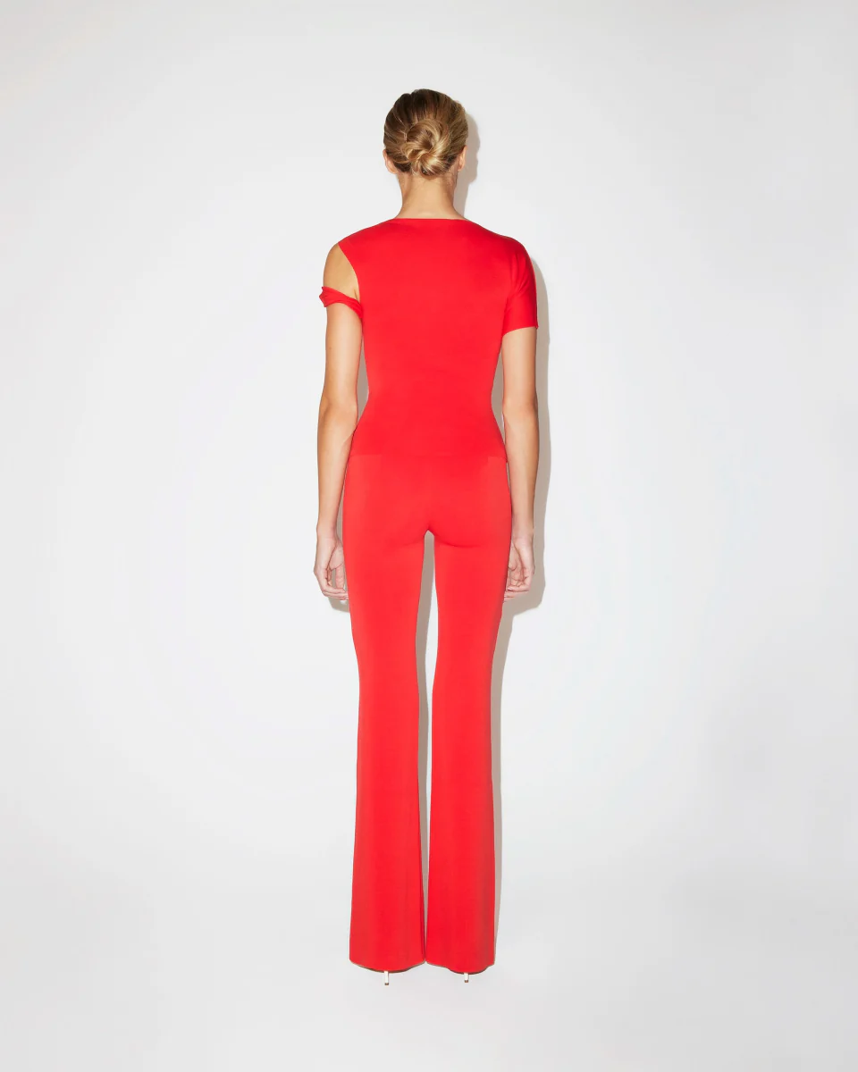 Sueded Stretch Twisted Top | Tomato - Image 7