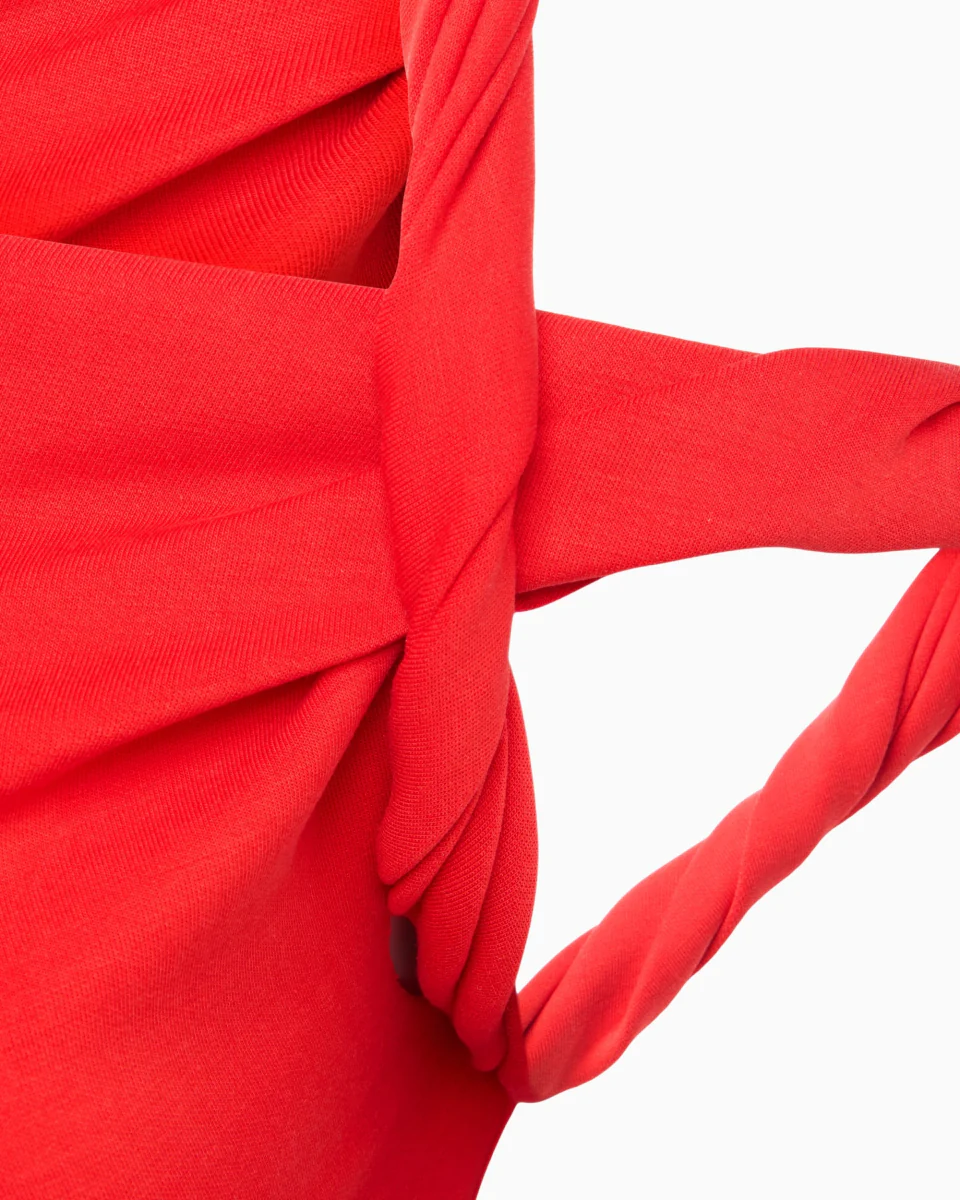 Sueded Stretch Twisted Top | Tomato - Image 8