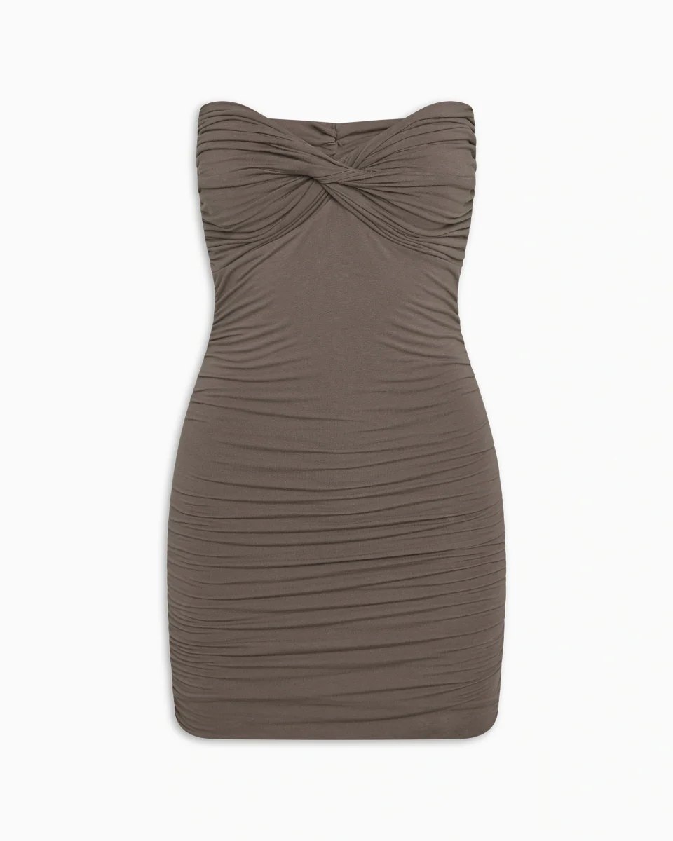 Twist Tube Mini Dress | Truffle - Image 2